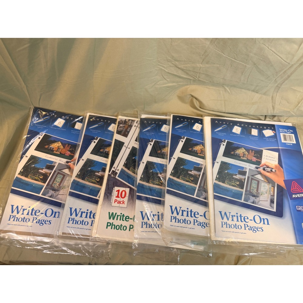 Lot of 6 Avery Write-On Photo Pages 10-Pack 74416 3-Ring Binder Archival 60ct - Picture 2 of 4